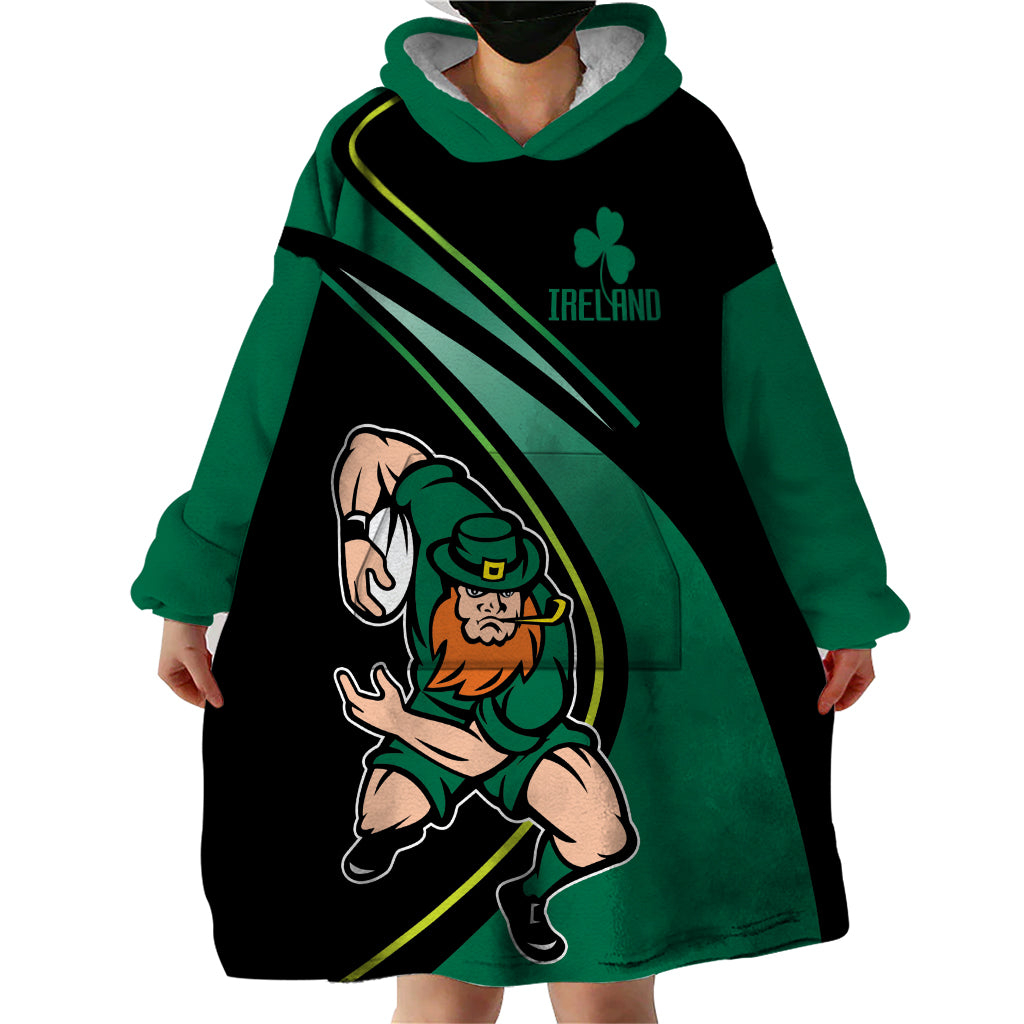 Custom Ireland Rugby Wearable Blanket Hoodie Irish Shamrocks Warriors Sporty Style - Wonder Print Shop