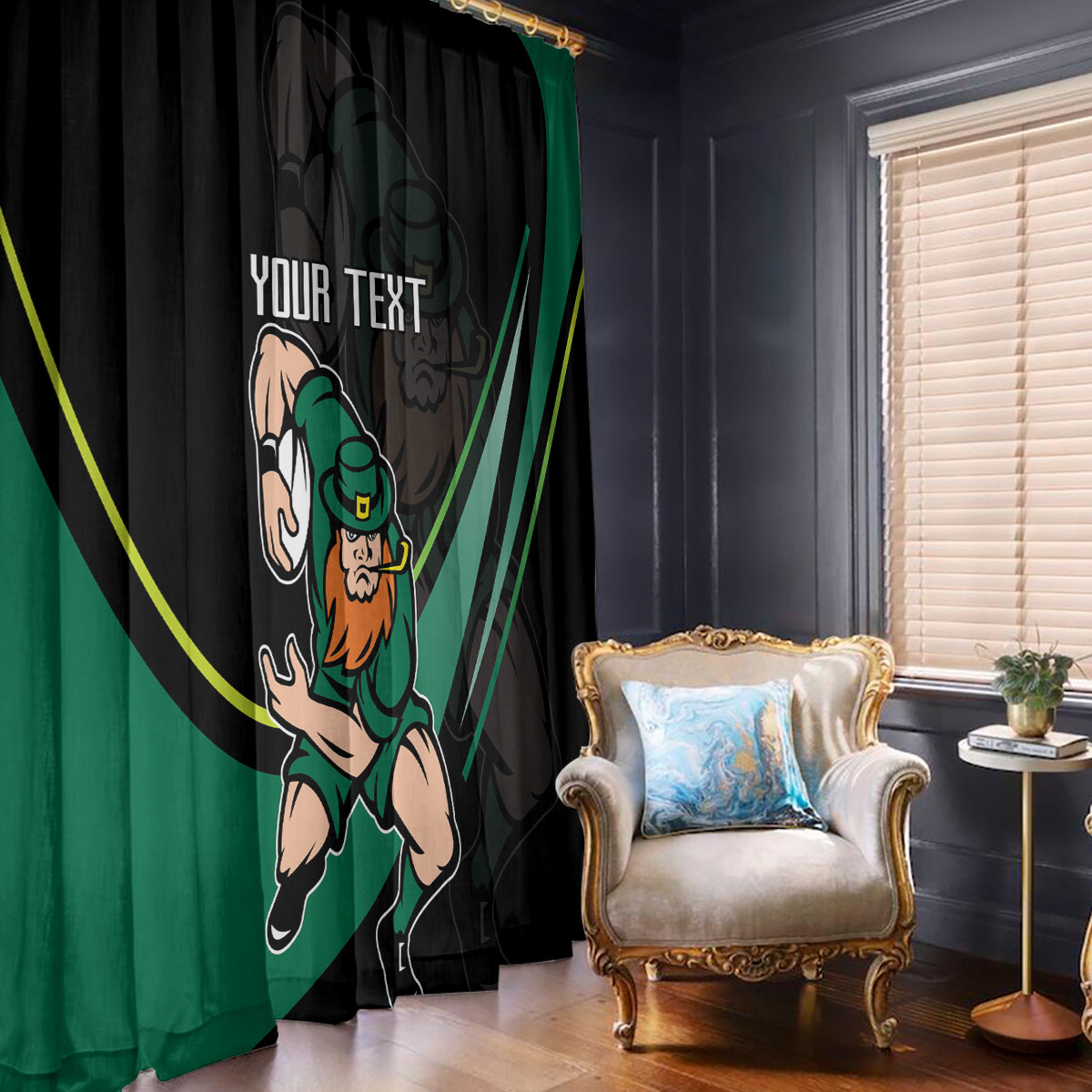 Custom Ireland Rugby Window Curtain Irish Shamrocks Warriors Sporty Style - Wonder Print Shop