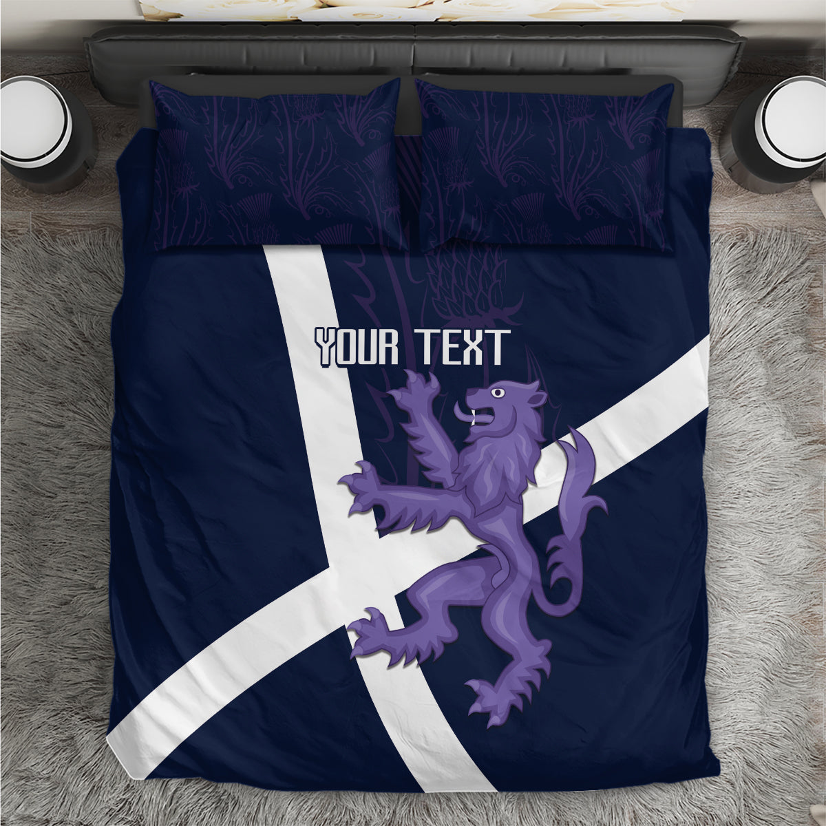 Custom Scotland Rugby Bedding Set Scottish Lion and Thistle