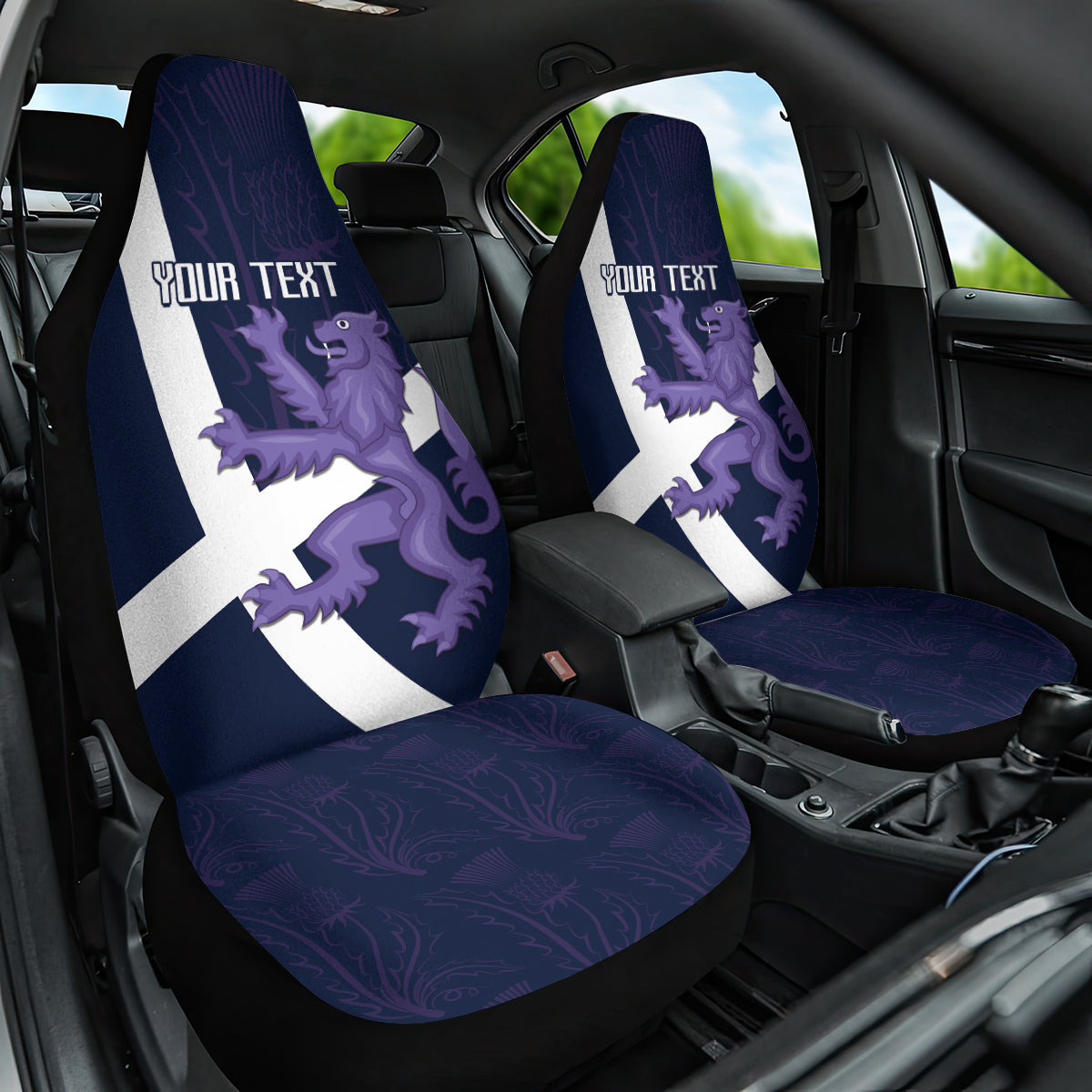 Custom Scotland Rugby Car Seat Cover Scottish Lion and Thistle LT9 - Wonder Print Shop