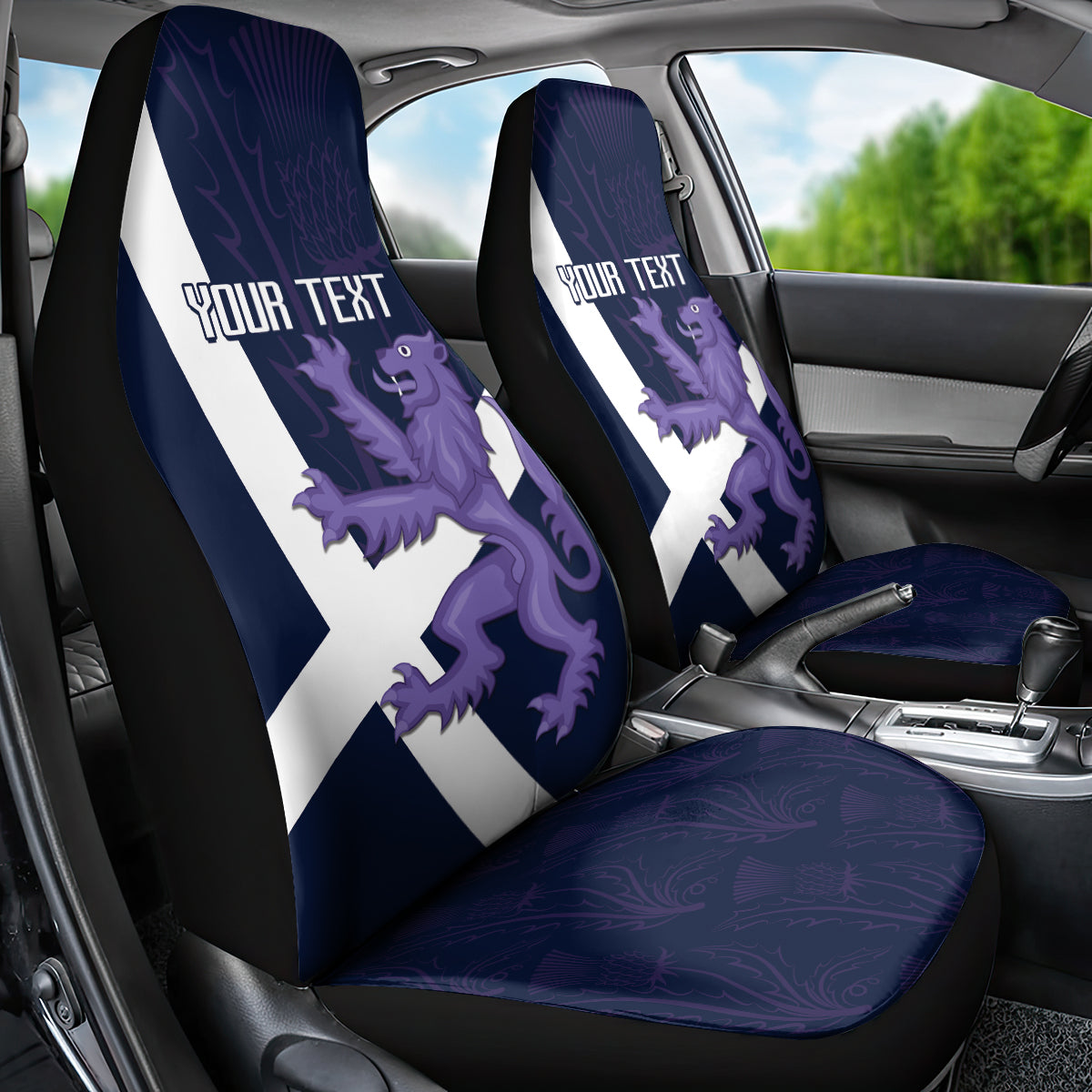 Custom Scotland Rugby Car Seat Cover Scottish Lion and Thistle LT9 - Wonder Print Shop