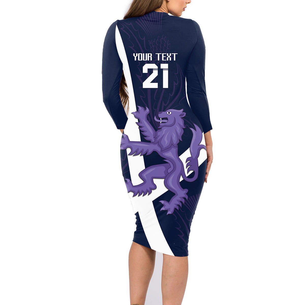 Custom Scotland Rugby Family Matching Long Sleeve Bodycon Dress and Hawaiian Shirt Scottish Lion and Thistle LT9 - Wonder Print Shop