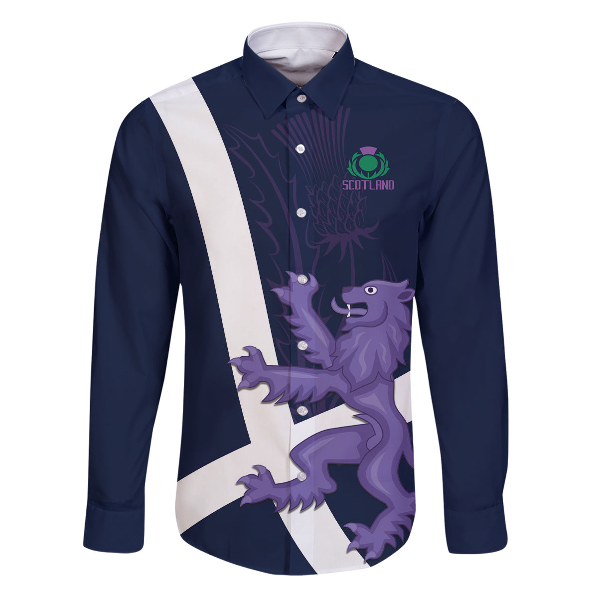 Custom Scotland Rugby Family Matching Puletasi and Hawaiian Shirt Scottish Lion and Thistle - Wonder Print Shop