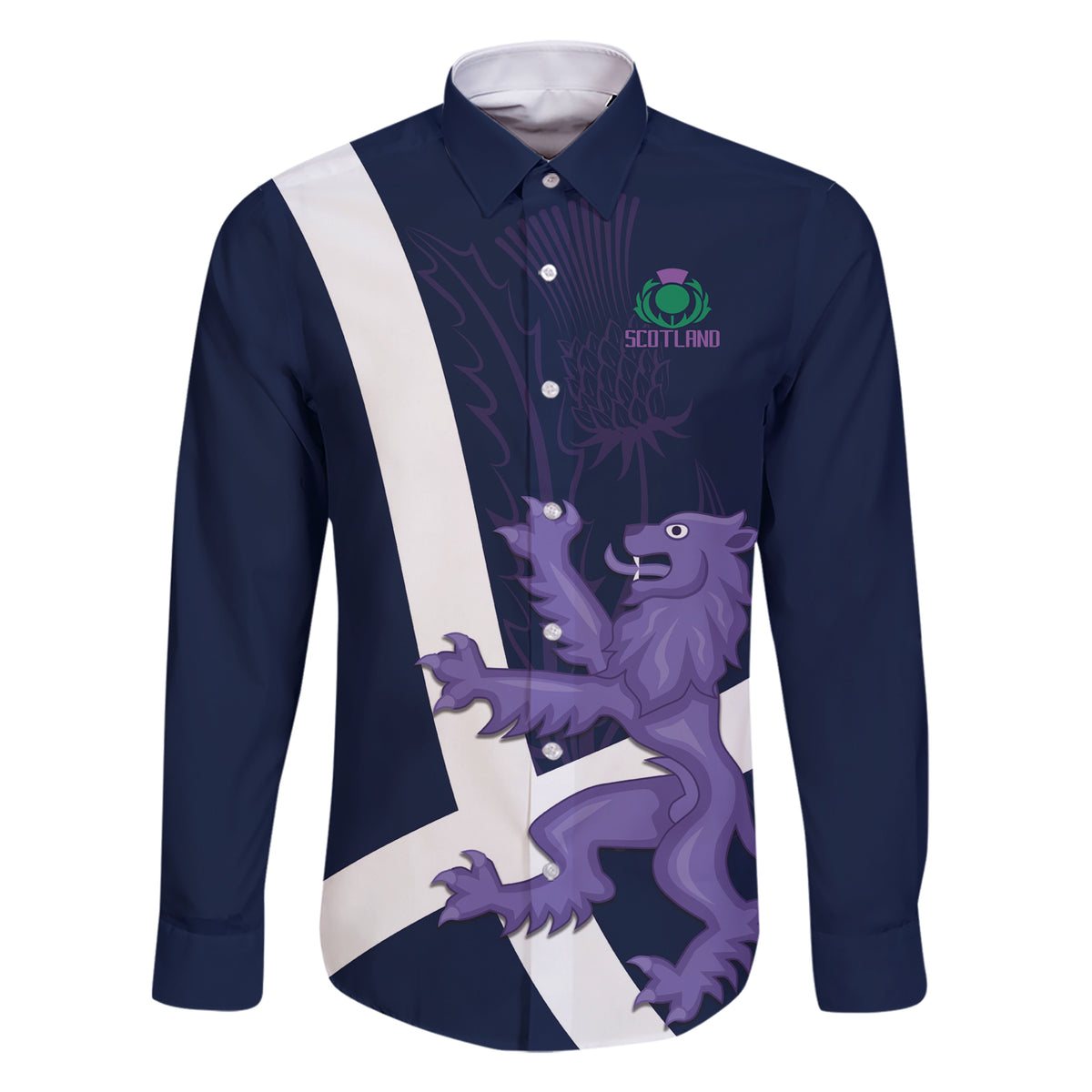 Custom Scotland Rugby Family Matching Short Sleeve Bodycon Dress and Hawaiian Shirt Scottish Lion and Thistle - Wonder Print Shop