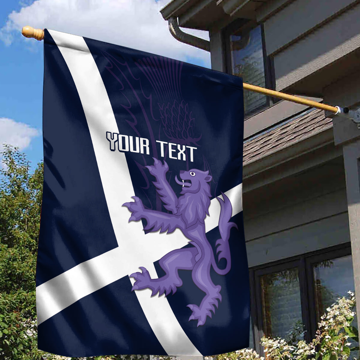 Custom Scotland Rugby Garden Flag Scottish Lion and Thistle - Wonder Print Shop