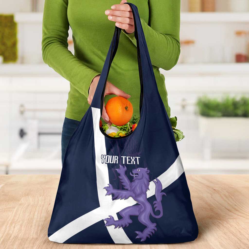 Custom Scotland Rugby Grocery Bag Scottish Lion and Thistle