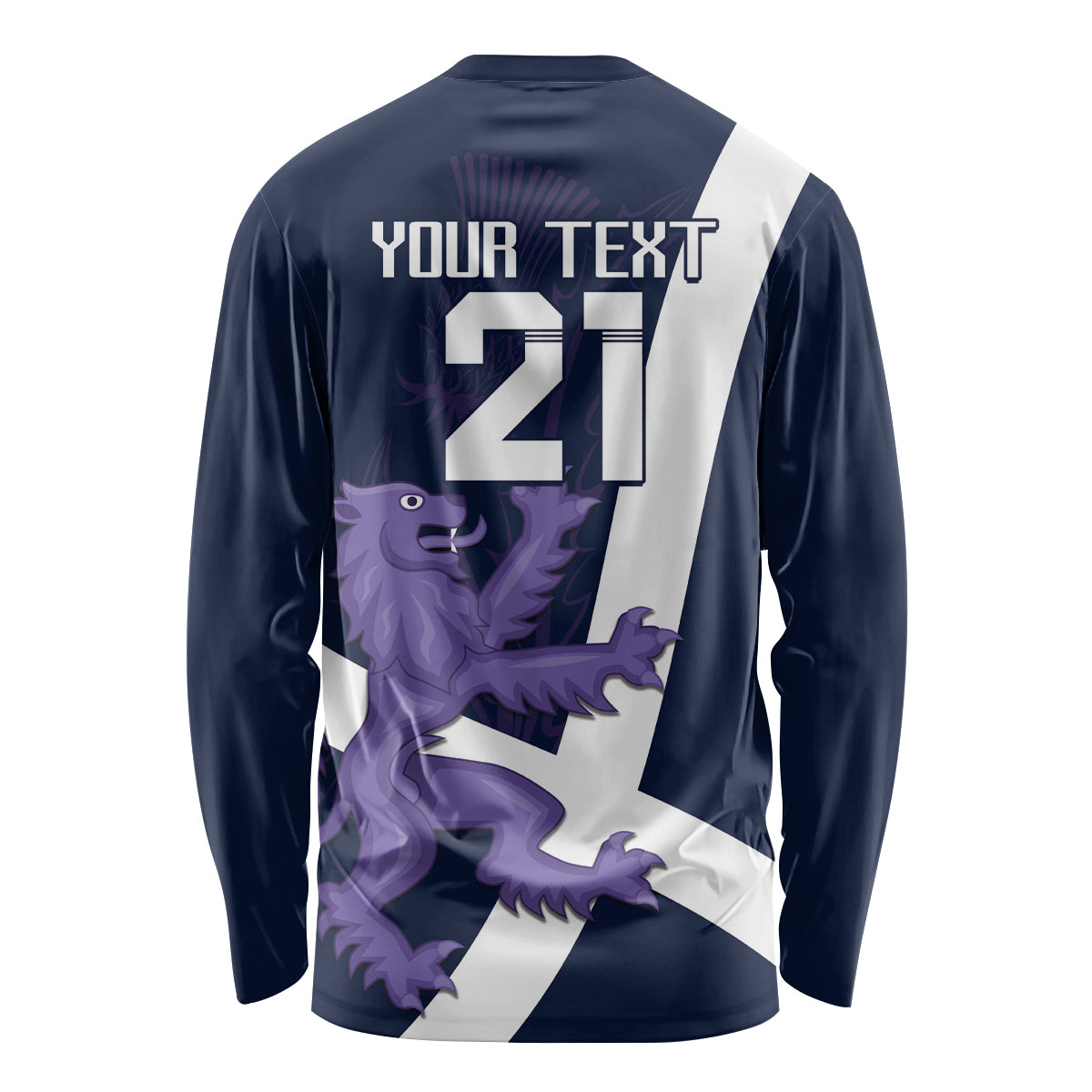 Custom Scotland Rugby Long Sleeve Shirt Scottish Lion and Thistle - Wonder Print Shop