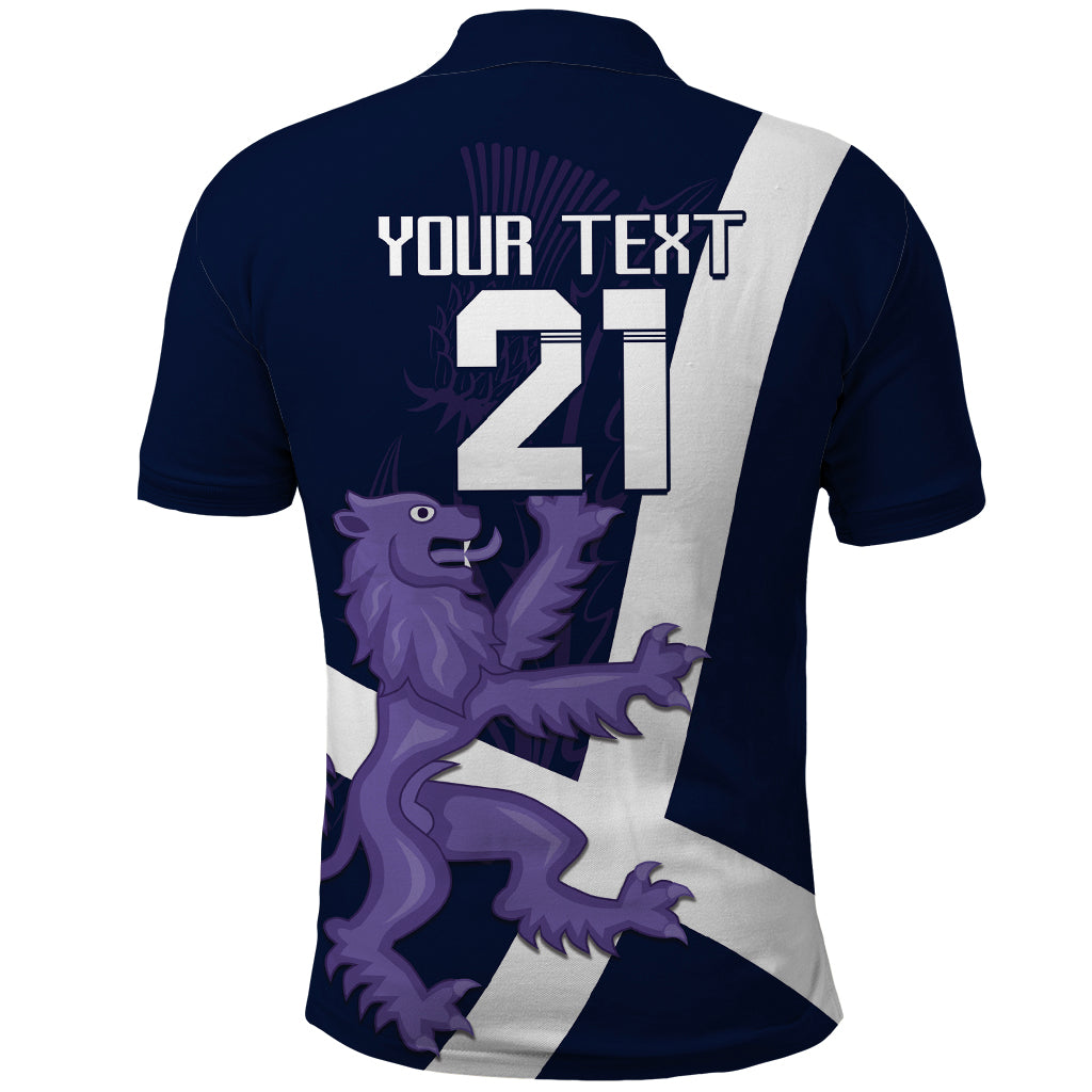 Custom Scotland Rugby Polo Shirt Scottish Lion and Thistle - Wonder Print Shop
