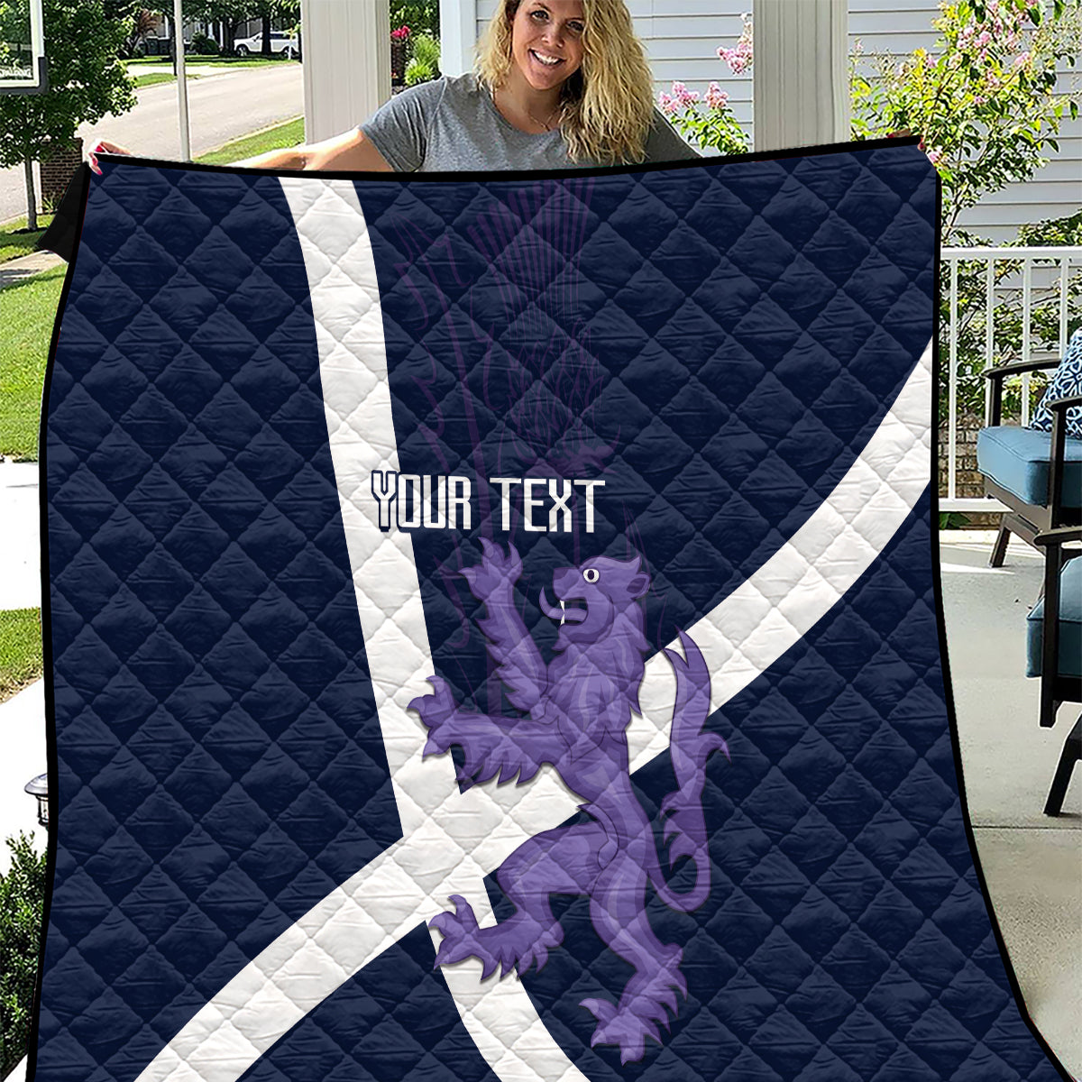 Custom Scotland Rugby Quilt Scottish Lion and Thistle - Wonder Print Shop