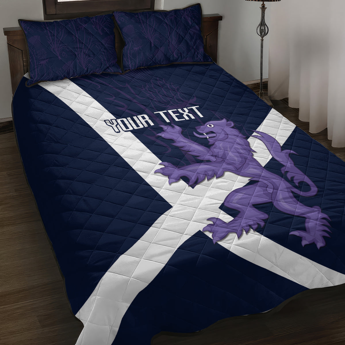 Custom Scotland Rugby Quilt Bed Set Scottish Lion and Thistle - Wonder Print Shop