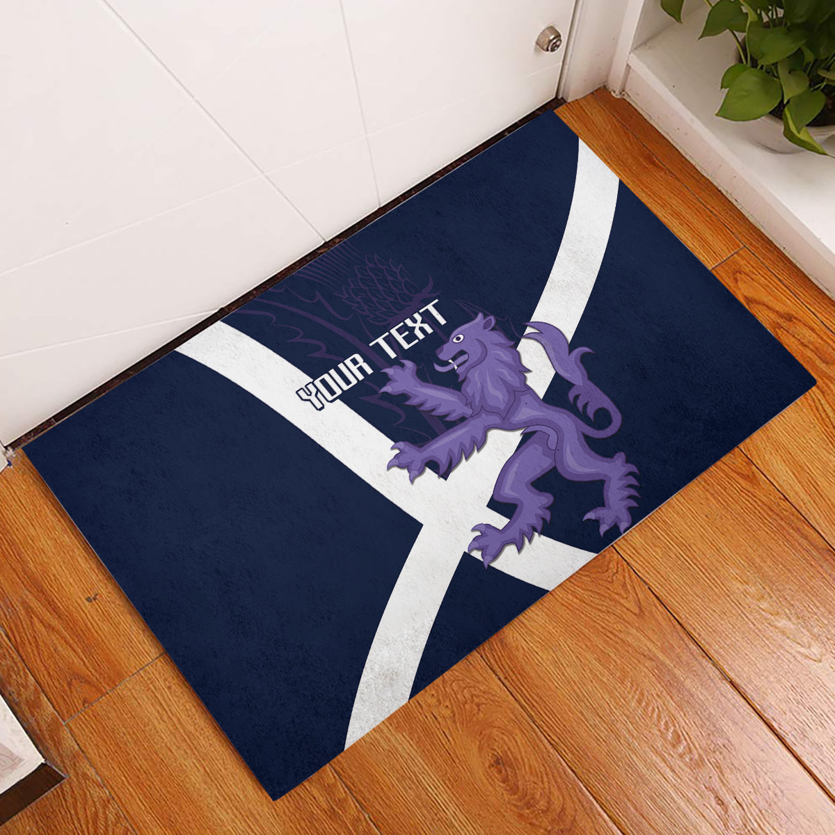 Custom Scotland Rugby Rubber Doormat Scottish Lion and Thistle - Wonder Print Shop