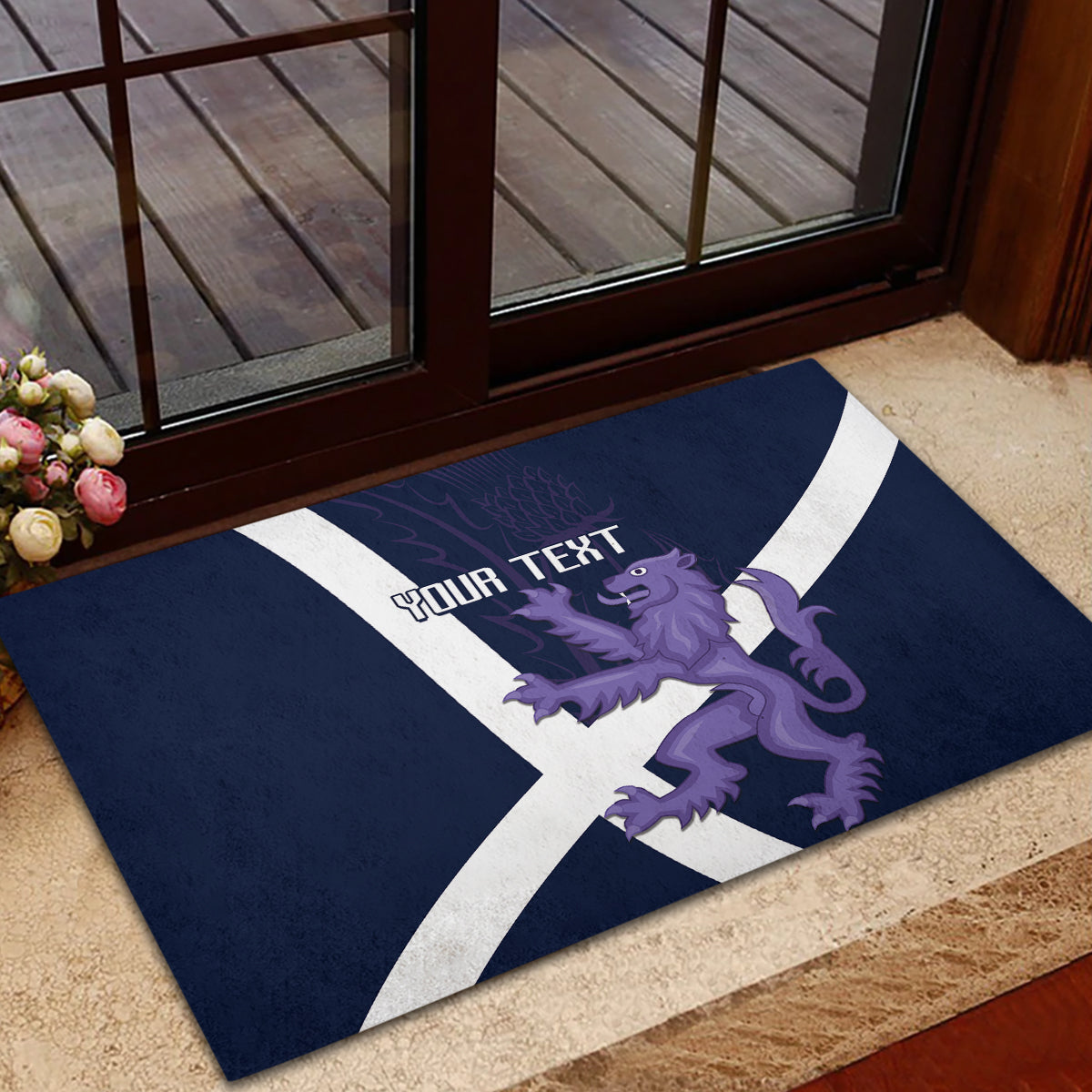 Custom Scotland Rugby Rubber Doormat Scottish Lion and Thistle - Wonder Print Shop