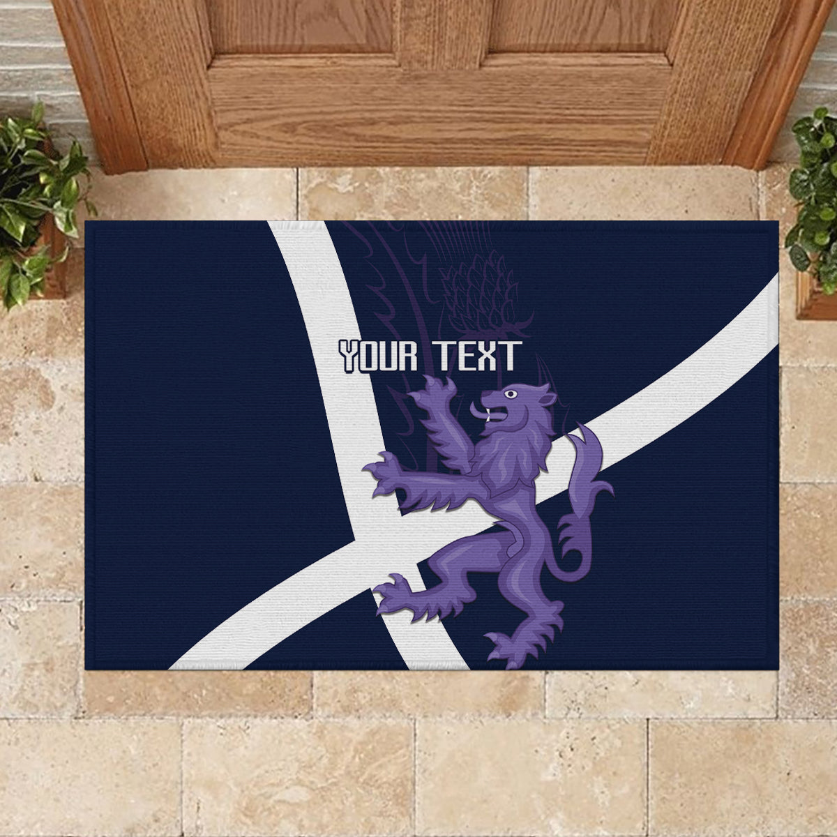 Custom Scotland Rugby Rubber Doormat Scottish Lion and Thistle - Wonder Print Shop