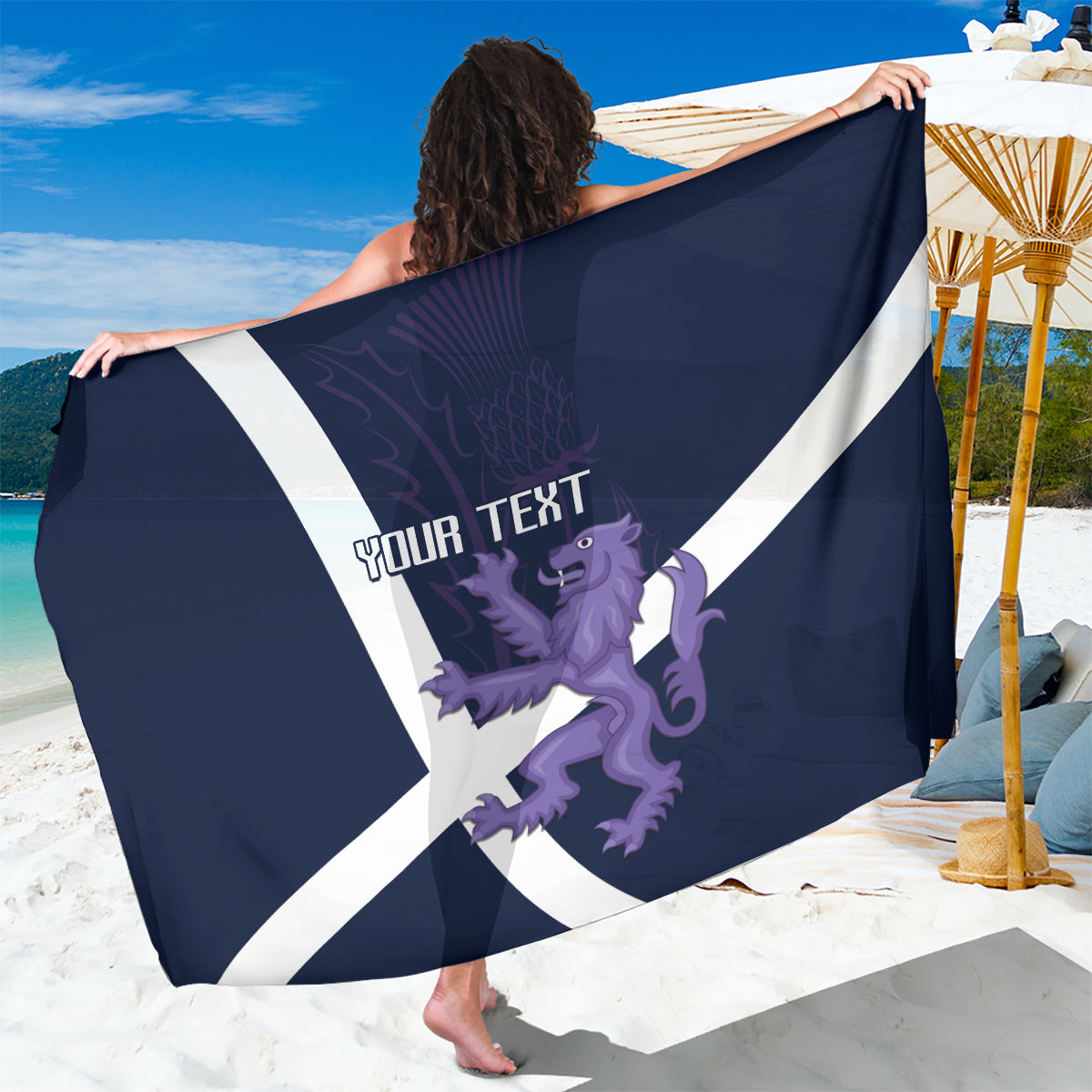 Custom Scotland Rugby Sarong Scottish Lion and Thistle - Wonder Print Shop