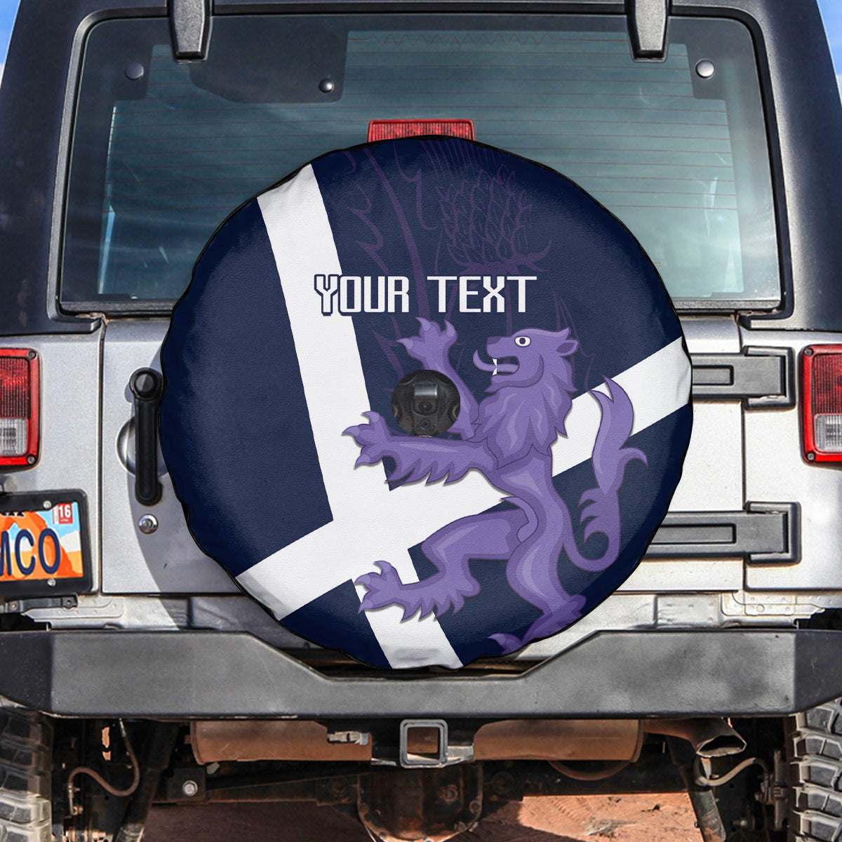Custom Scotland Rugby Spare Tire Cover Scottish Lion and Thistle - Wonder Print Shop