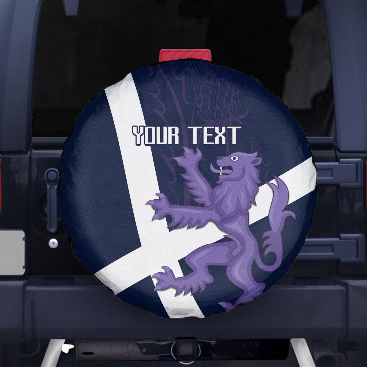 Custom Scotland Rugby Spare Tire Cover Scottish Lion and Thistle - Wonder Print Shop