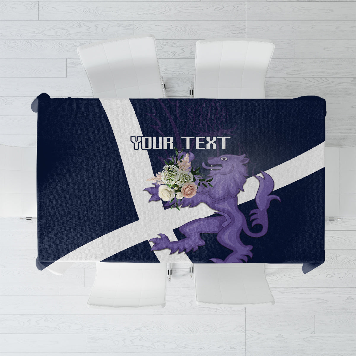 Custom Scotland Rugby Tablecloth Scottish Lion and Thistle - Wonder Print Shop