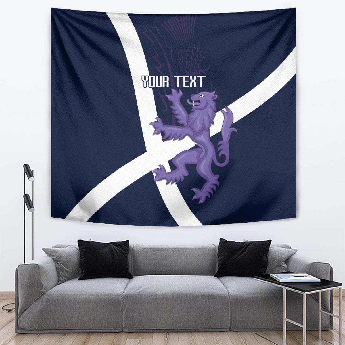 Custom Scotland Rugby Tapestry Scottish Lion and Thistle - Wonder Print Shop