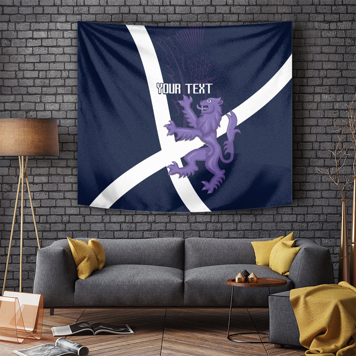 Custom Scotland Rugby Tapestry Scottish Lion and Thistle - Wonder Print Shop