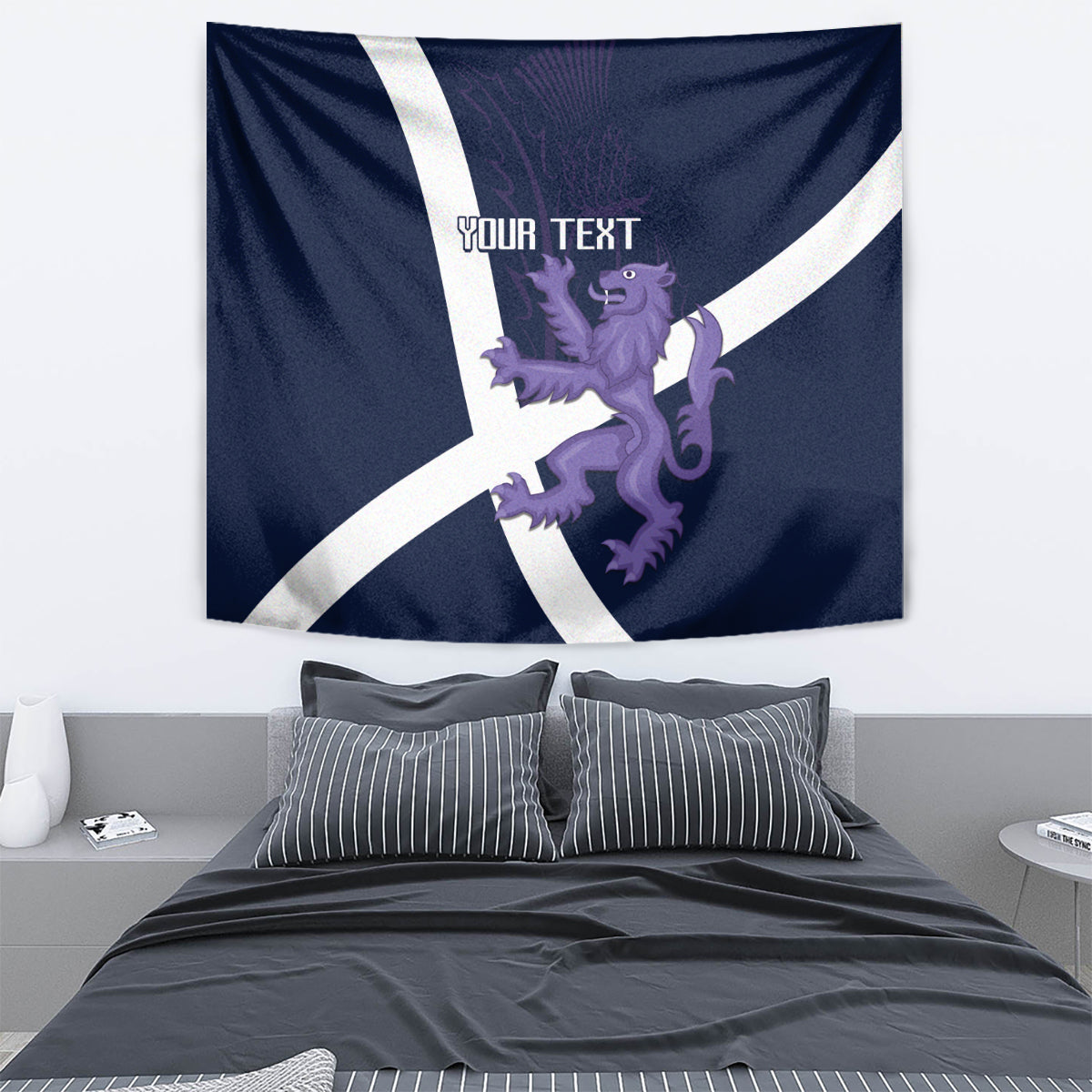 Custom Scotland Rugby Tapestry Scottish Lion and Thistle - Wonder Print Shop