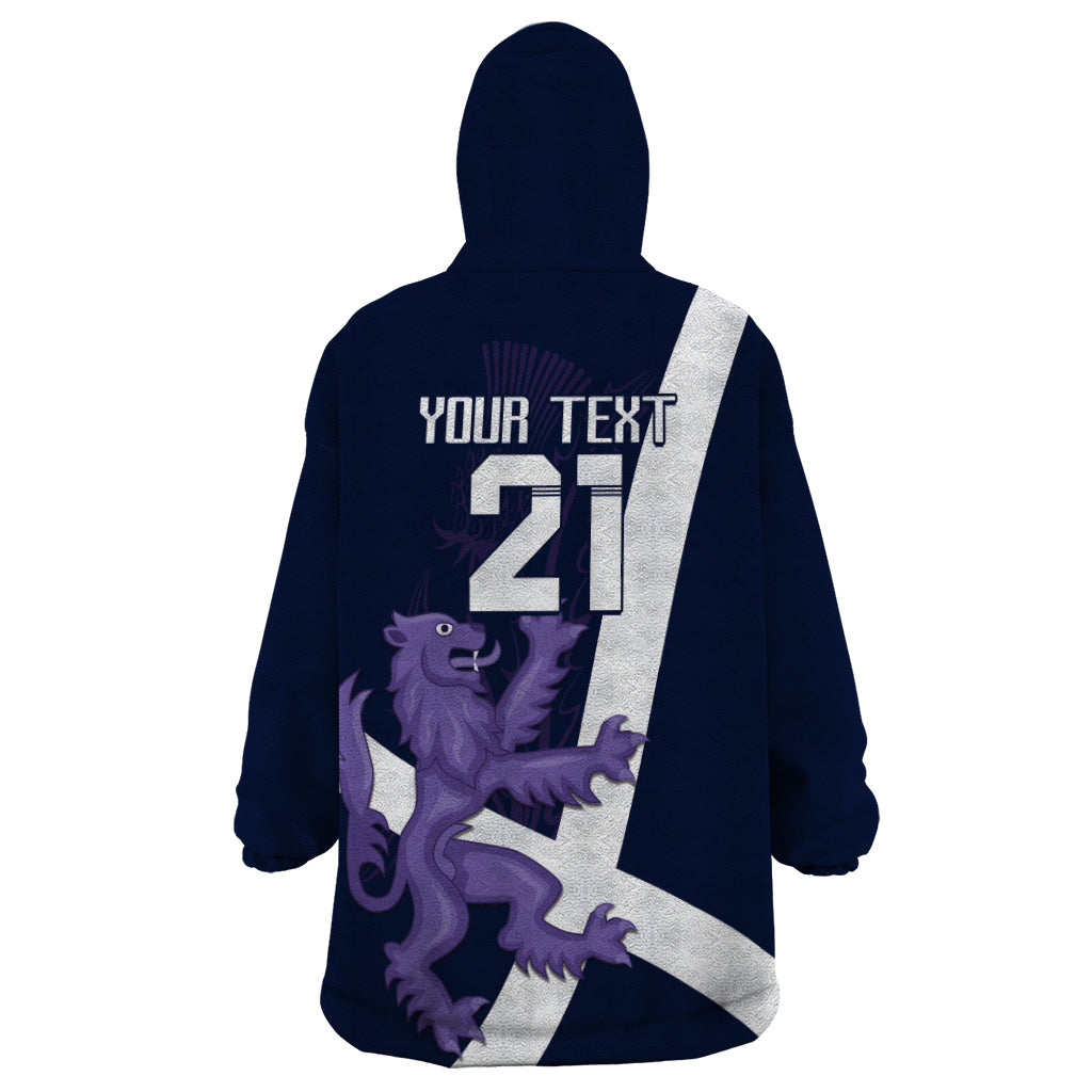 Custom Scotland Rugby Wearable Blanket Hoodie Scottish Lion and Thistle - Wonder Print Shop