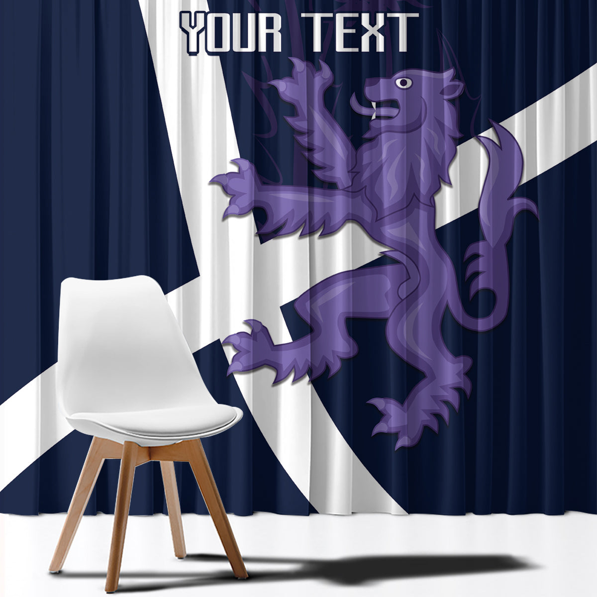 Custom Scotland Rugby Window Curtain Scottish Lion and Thistle - Wonder Print Shop