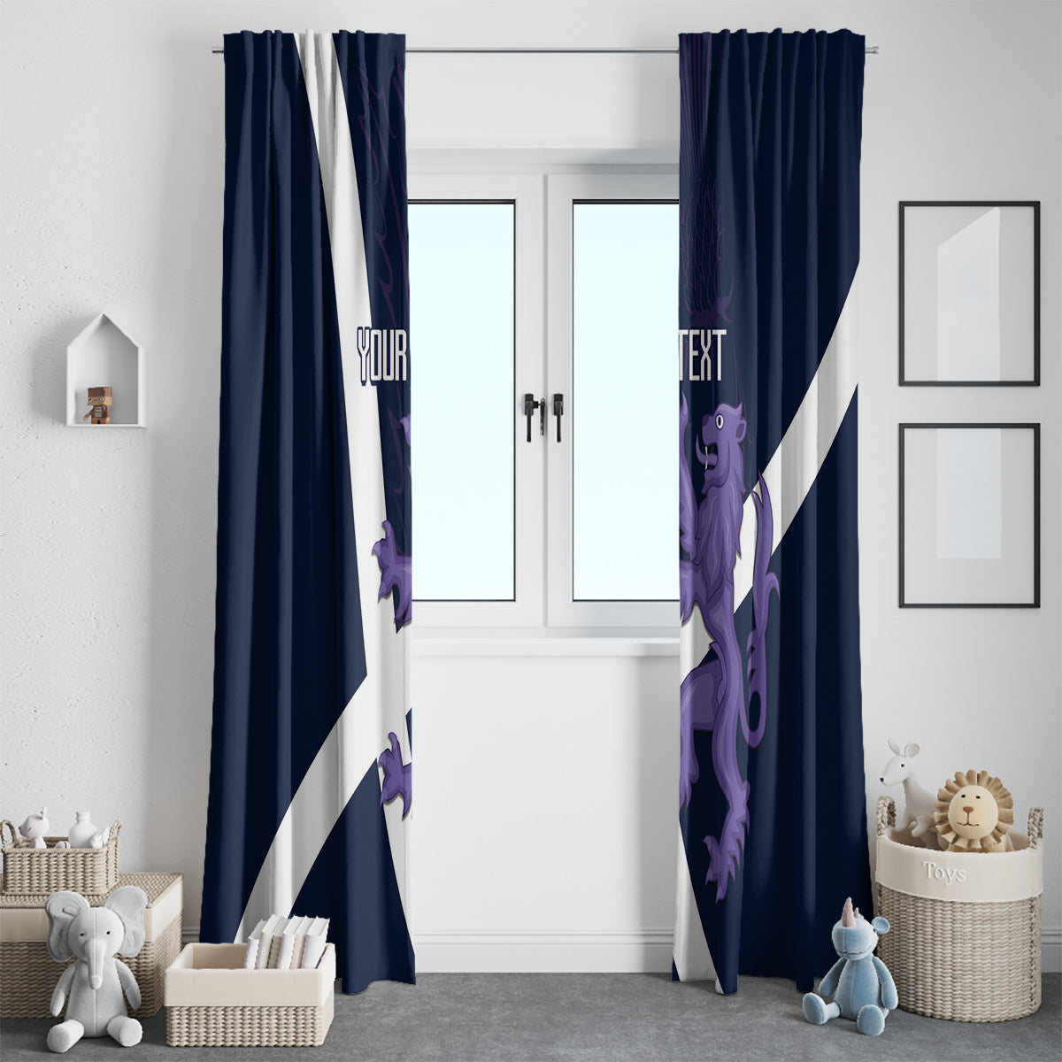 Custom Scotland Rugby Window Curtain Scottish Lion and Thistle - Wonder Print Shop