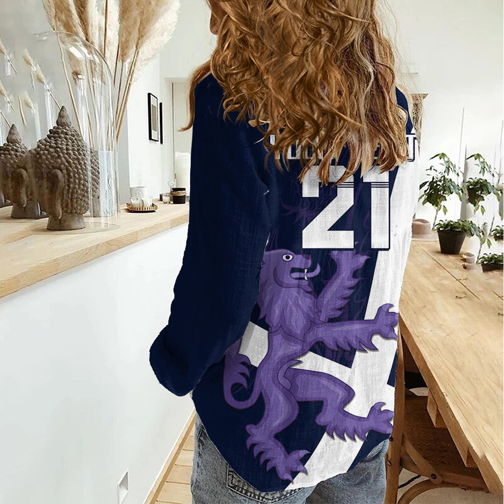 Custom Scotland Rugby Women Casual Shirt Scottish Lion and Thistle - Wonder Print Shop