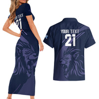 Custom Scotland Rugby Couples Matching Short Sleeve Bodycon Dress and Hawaiian Shirt Scottish Lion Sporty Style LT9 - Wonder Print Shop