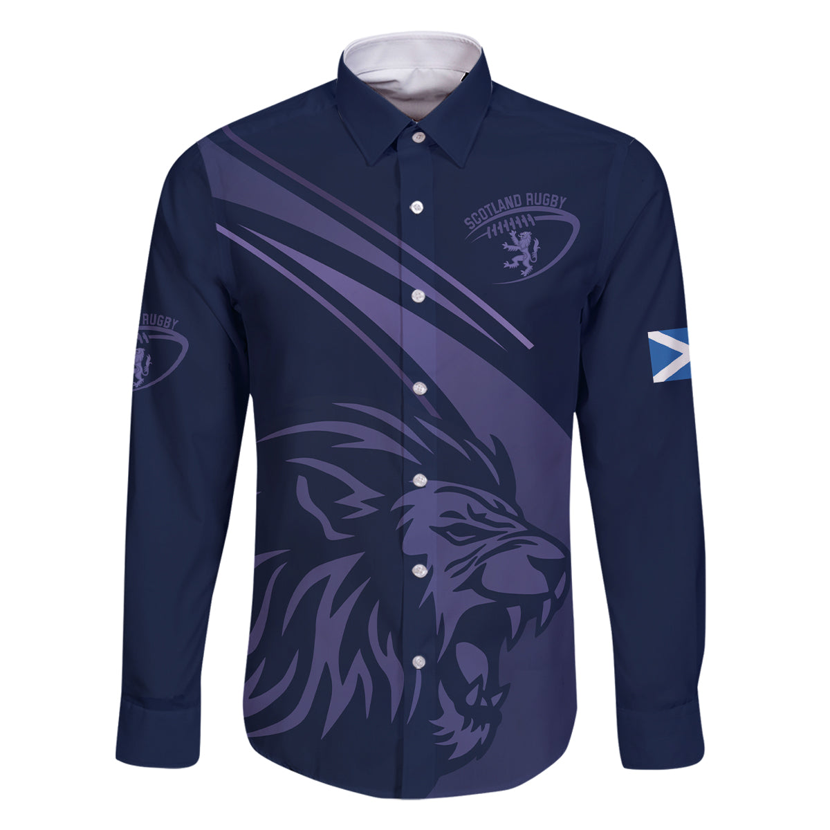 Custom Scotland Rugby Family Matching Off Shoulder Long Sleeve Dress and Hawaiian Shirt Scottish Lion Sporty Style - Wonder Print Shop