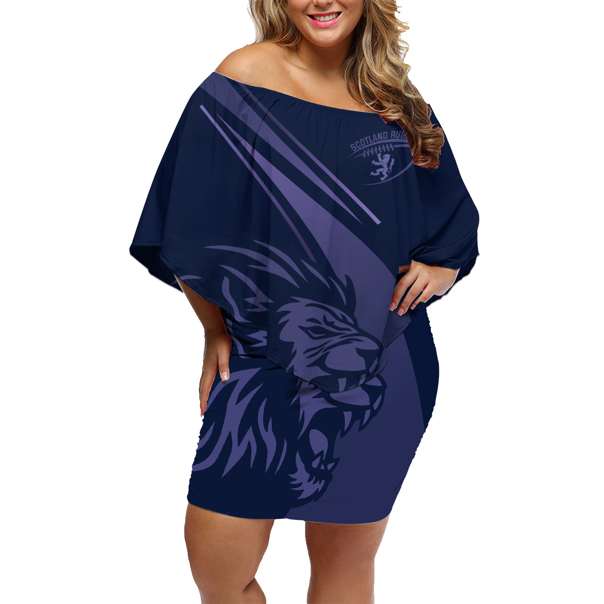Custom Scotland Rugby Family Matching Off Shoulder Short Dress and Hawaiian Shirt Scottish Lion Sporty Style LT9 - Wonder Print Shop