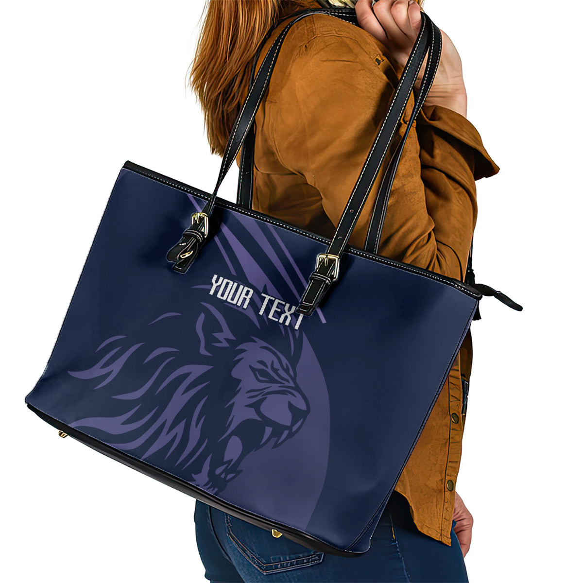 Custom Scotland Rugby Leather Tote Bag Scottish Lion Sporty Style - Wonder Print Shop