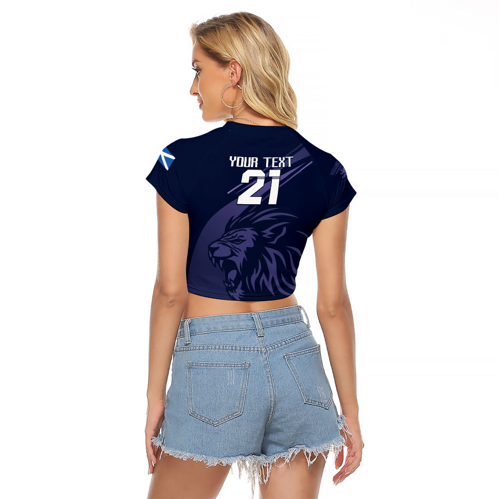 Custom Scotland Rugby Raglan Cropped T Shirt Scottish Lion Sporty Style - Wonder Print Shop