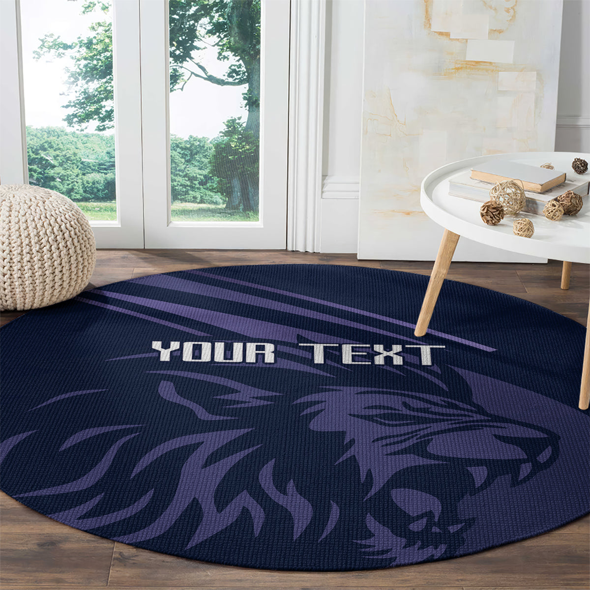 Custom Scotland Rugby Round Carpet Scottish Lion Sporty Style