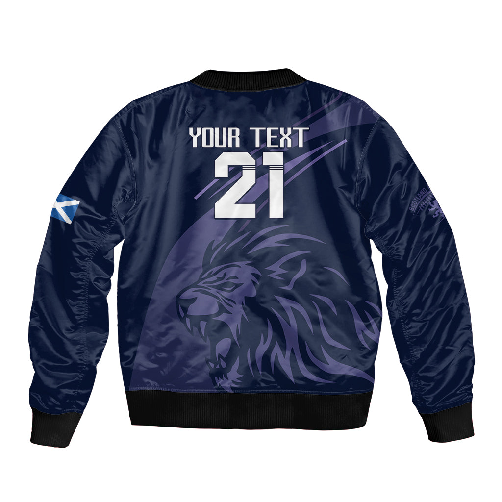 Custom Scotland Rugby Sleeve Zip Bomber Jacket Scottish Lion Sporty Style - Wonder Print Shop