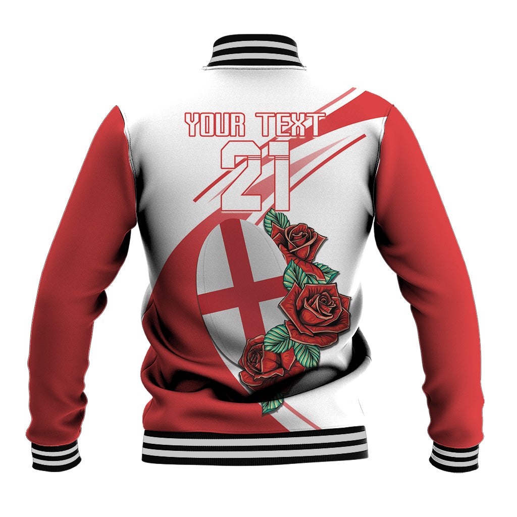 Custom England Rugby Baseball Jacket Red Rose Sporty Style LT9 - Wonder Print Shop