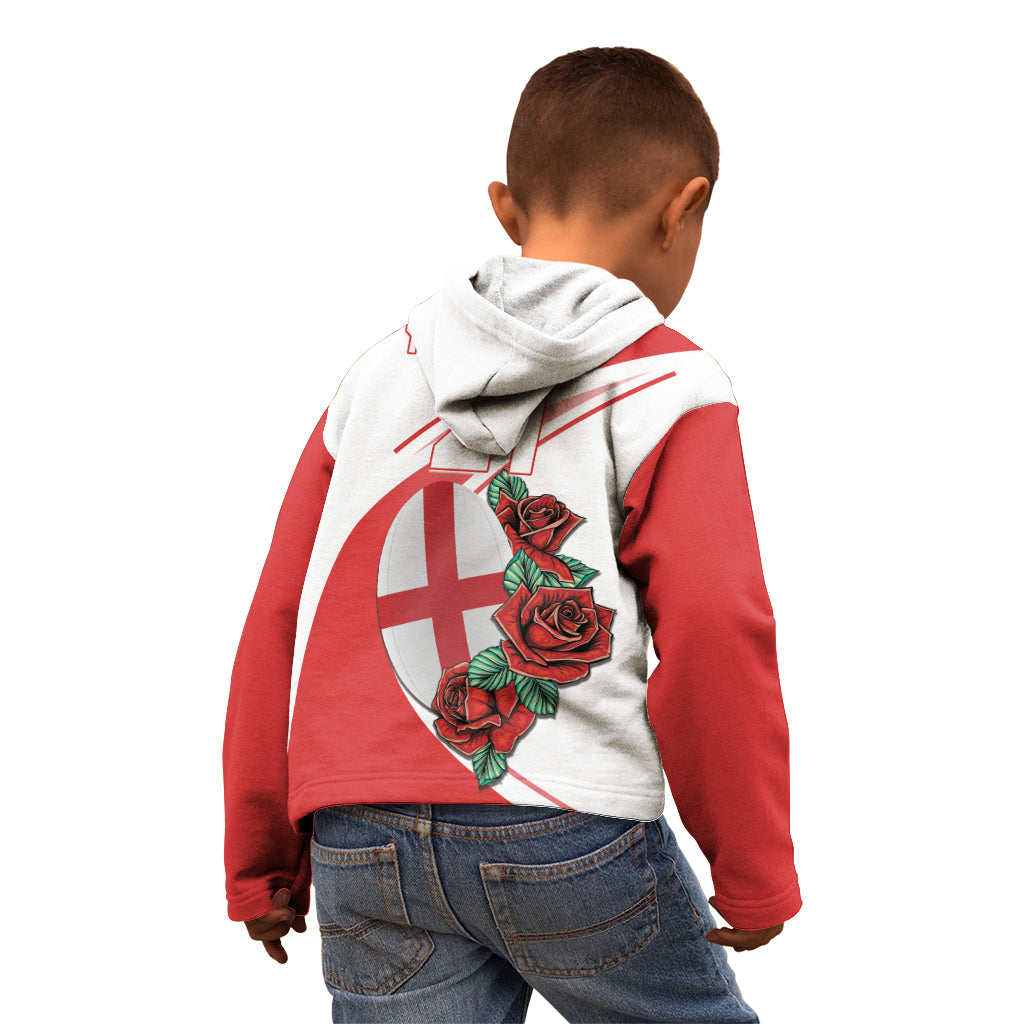 Custom England Rugby Kid Hoodie Red Rose Sporty Style - Wonder Print Shop