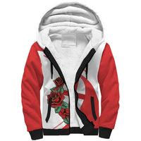 Custom England Rugby Sherpa Hoodie Red Rose Sporty Style - Wonder Print Shop