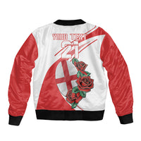 Custom England Rugby Sleeve Zip Bomber Jacket Red Rose Sporty Style - Wonder Print Shop