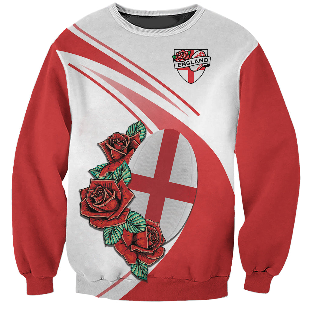 Custom England Rugby Sweatshirt Red Rose Sporty Style - Wonder Print Shop