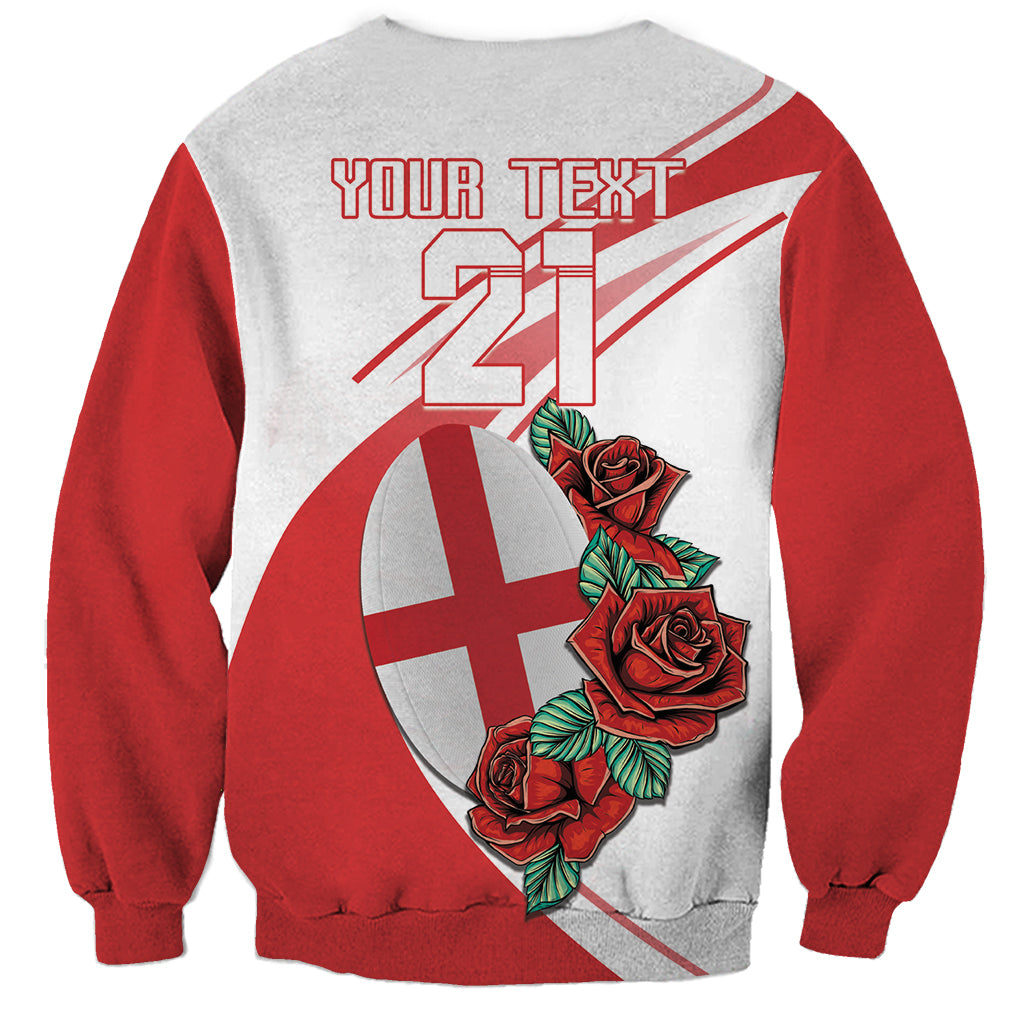 Custom England Rugby Sweatshirt Red Rose Sporty Style - Wonder Print Shop