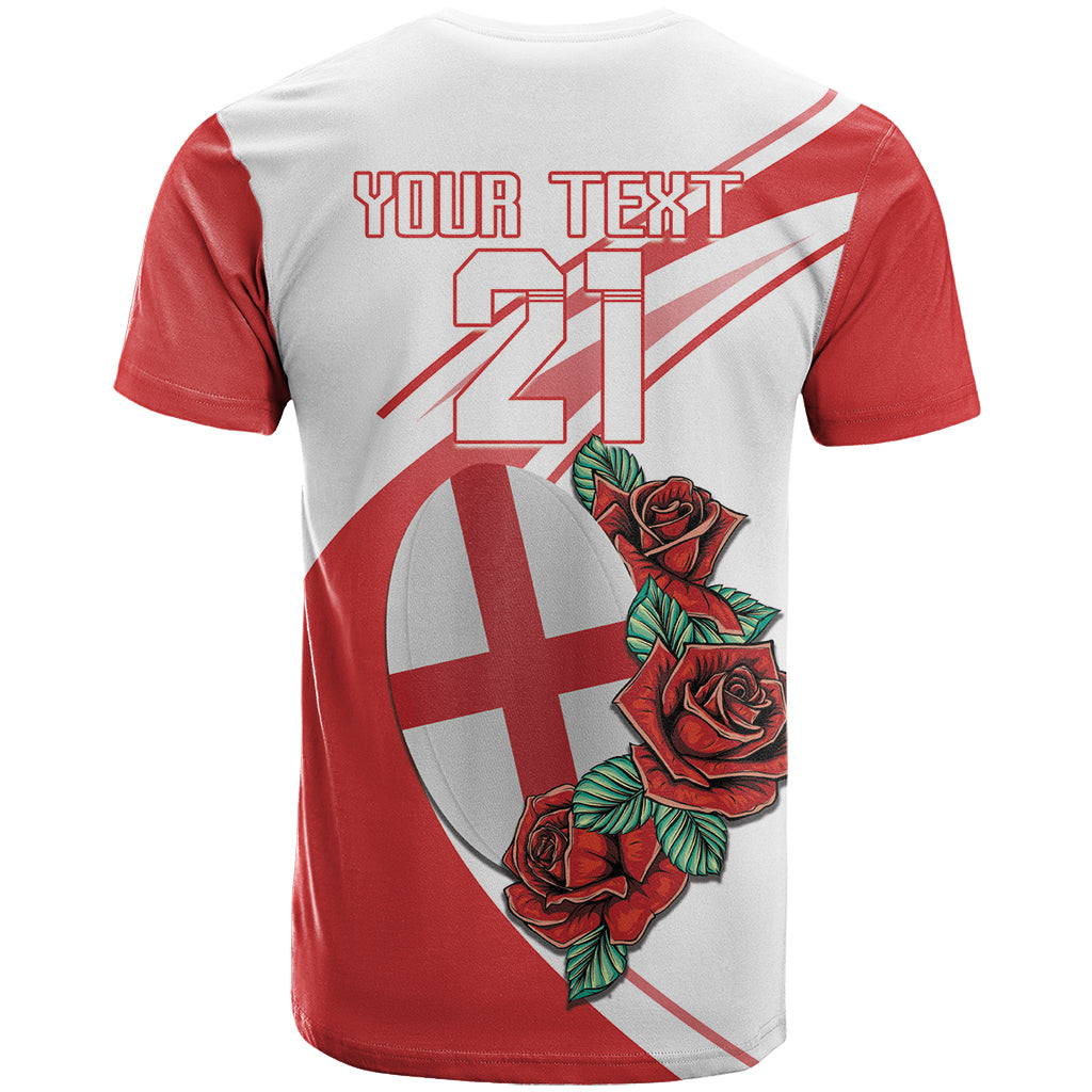 Custom England Rugby T Shirt Red Rose Sporty Style - Wonder Print Shop