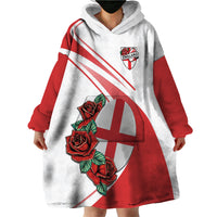 Custom England Rugby Wearable Blanket Hoodie Red Rose Sporty Style - Wonder Print Shop