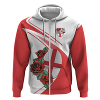 Custom England Rugby Zip Hoodie Red Rose Sporty Style - Wonder Print Shop