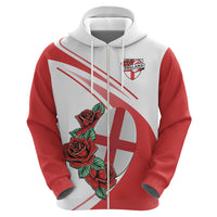 Custom England Rugby Zip Hoodie Red Rose Sporty Style - Wonder Print Shop