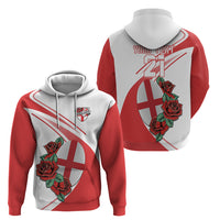 Custom England Rugby Zip Hoodie Red Rose Sporty Style - Wonder Print Shop