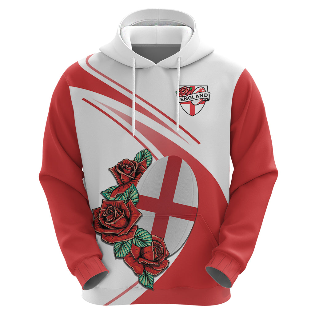 Custom England Rugby Zip Hoodie Red Rose Sporty Style - Wonder Print Shop