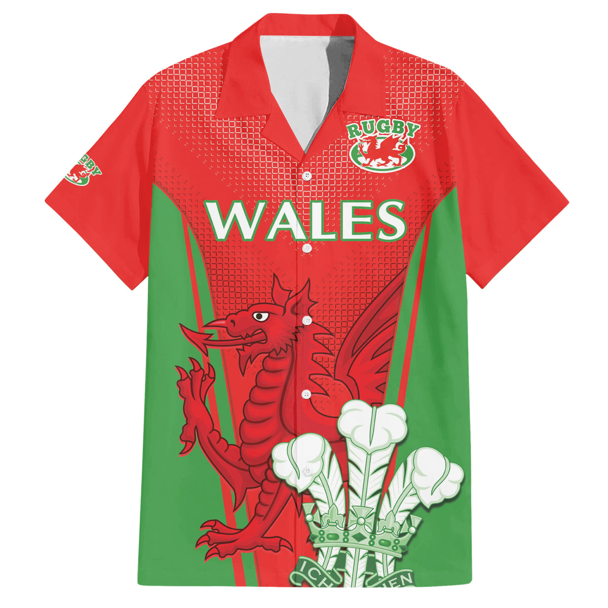 Custom Wales Rugby Family Matching Short Sleeve Bodycon Dress and Hawaiian Shirt With Prince of Waless Feathers Go Cymru - Wonder Print Shop