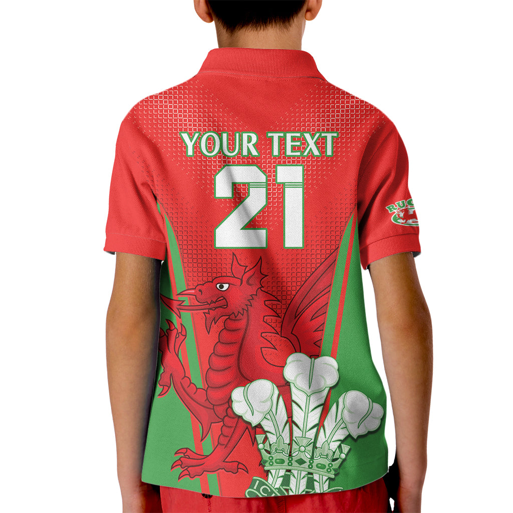 Custom Wales Rugby Kid Polo Shirt With Prince of Waless Feathers Go Cymru - Wonder Print Shop