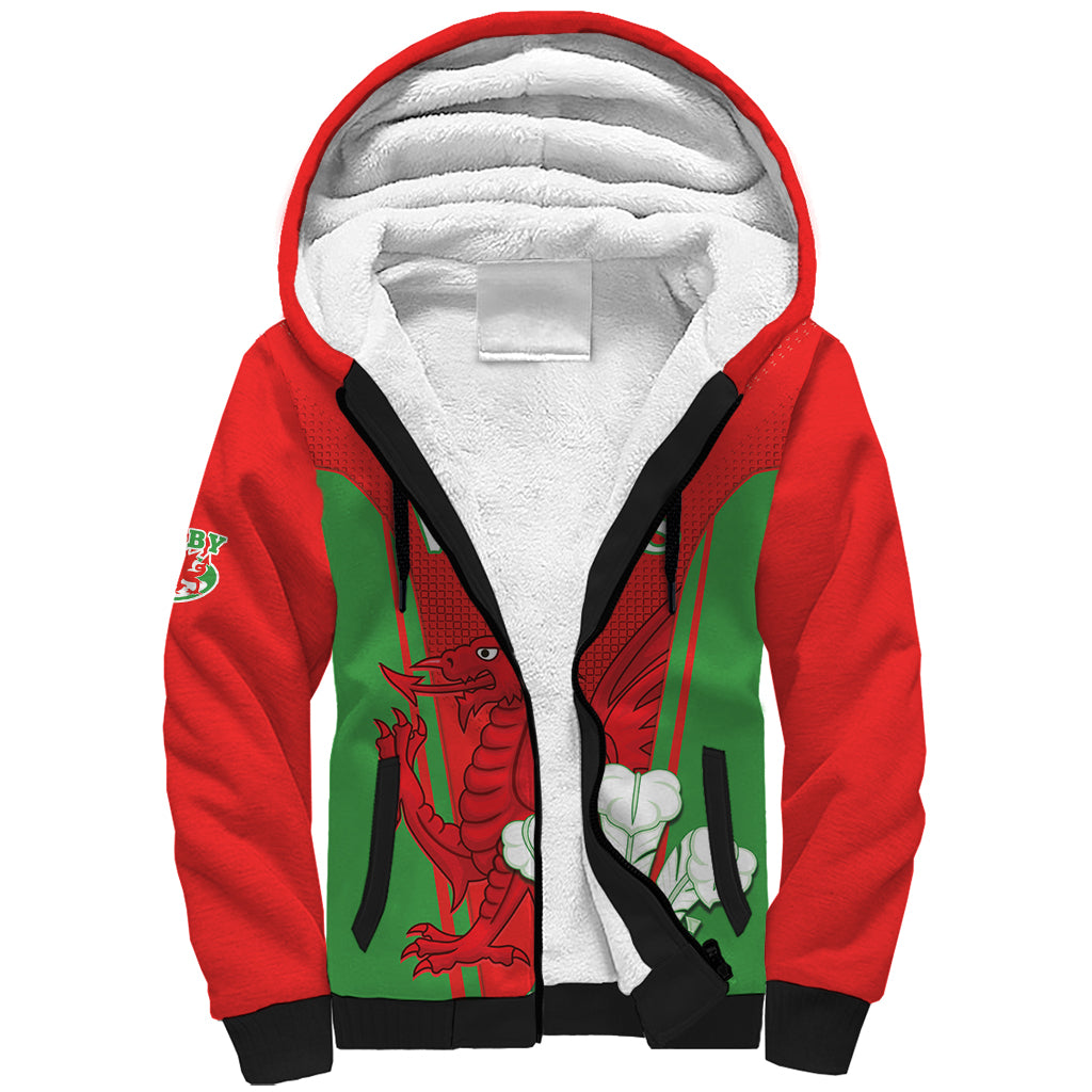 Custom Wales Rugby Sherpa Hoodie With Prince of Waless Feathers Go Cymru - Wonder Print Shop